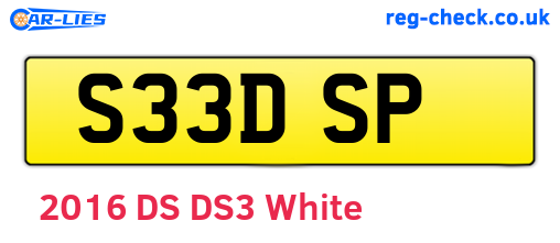 S33DSP are the vehicle registration plates.