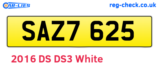 SAZ7625 are the vehicle registration plates.
