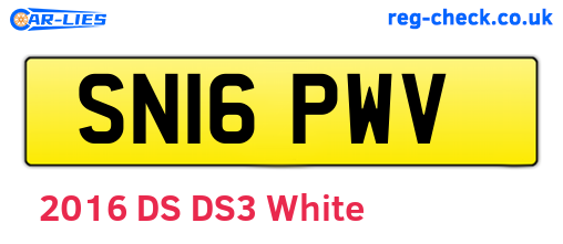 SN16PWV are the vehicle registration plates.