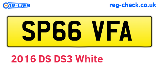 SP66VFA are the vehicle registration plates.