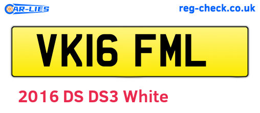 VK16FML are the vehicle registration plates.
