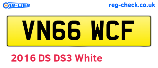 VN66WCF are the vehicle registration plates.