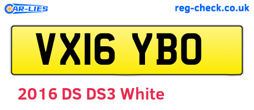 VX16YBO are the vehicle registration plates.