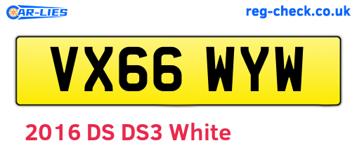 VX66WYW are the vehicle registration plates.
