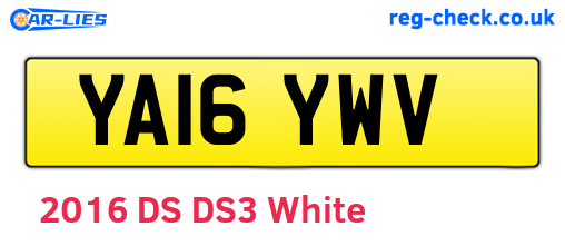 YA16YWV are the vehicle registration plates.