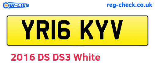 YR16KYV are the vehicle registration plates.