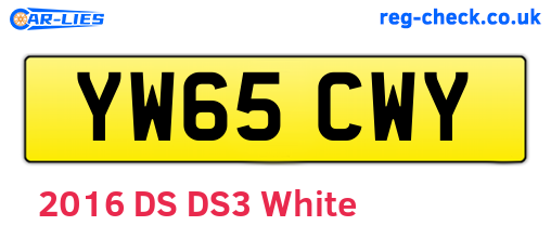 YW65CWY are the vehicle registration plates.