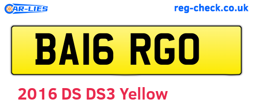 BA16RGO are the vehicle registration plates.