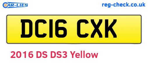 DC16CXK are the vehicle registration plates.