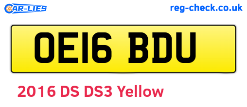 OE16BDU are the vehicle registration plates.