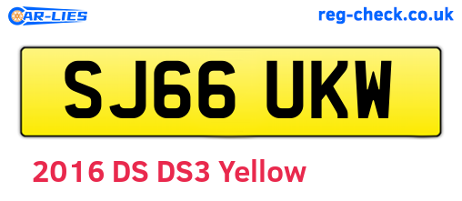SJ66UKW are the vehicle registration plates.