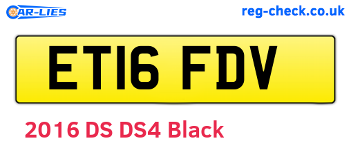 ET16FDV are the vehicle registration plates.