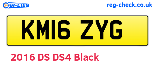 KM16ZYG are the vehicle registration plates.