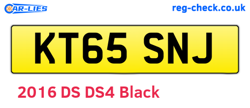 KT65SNJ are the vehicle registration plates.