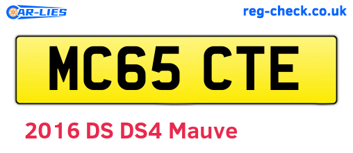 MC65CTE are the vehicle registration plates.