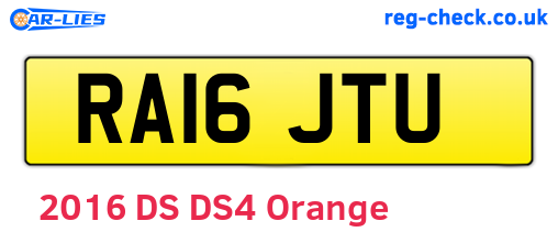 RA16JTU are the vehicle registration plates.
