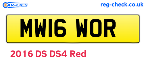 MW16WOR are the vehicle registration plates.