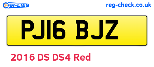 PJ16BJZ are the vehicle registration plates.