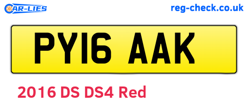 PY16AAK are the vehicle registration plates.