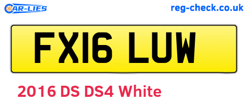 FX16LUW are the vehicle registration plates.