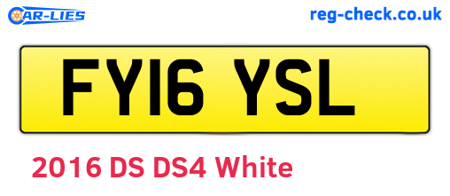 FY16YSL are the vehicle registration plates.