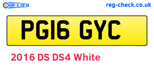 PG16GYC are the vehicle registration plates.