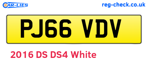 PJ66VDV are the vehicle registration plates.