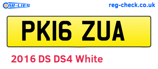 PK16ZUA are the vehicle registration plates.