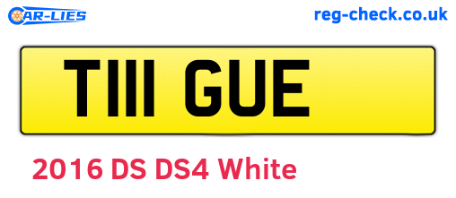 T111GUE are the vehicle registration plates.