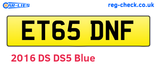 ET65DNF are the vehicle registration plates.