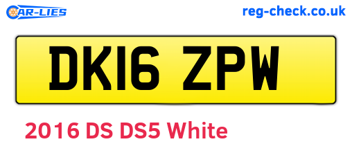 DK16ZPW are the vehicle registration plates.