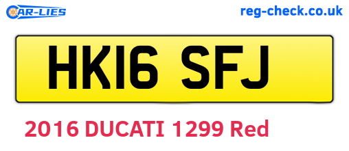 HK16SFJ are the vehicle registration plates.