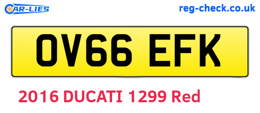 OV66EFK are the vehicle registration plates.