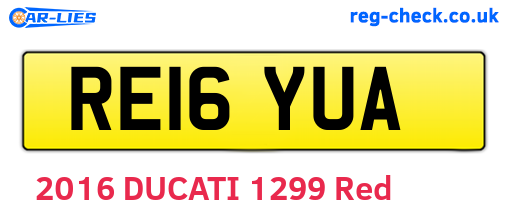 RE16YUA are the vehicle registration plates.