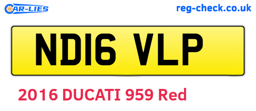 ND16VLP are the vehicle registration plates.