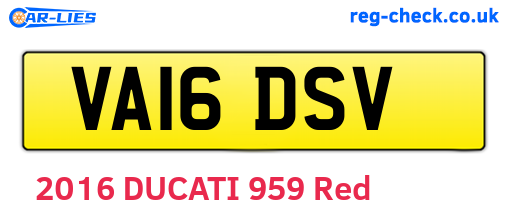 VA16DSV are the vehicle registration plates.