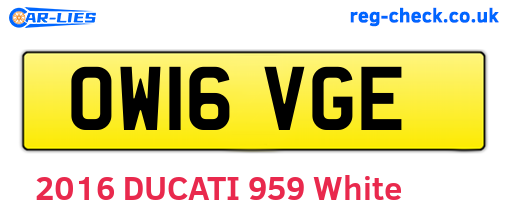OW16VGE are the vehicle registration plates.