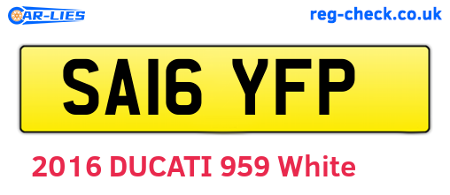 SA16YFP are the vehicle registration plates.