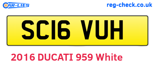 SC16VUH are the vehicle registration plates.