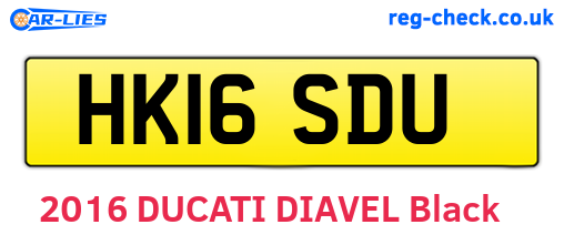 HK16SDU are the vehicle registration plates.