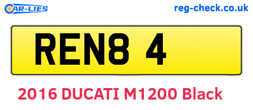 REN84 are the vehicle registration plates.