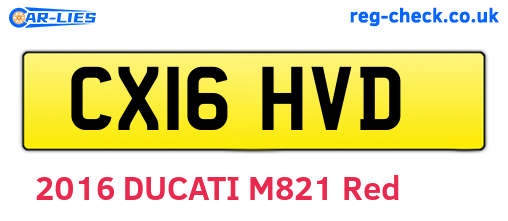 CX16HVD are the vehicle registration plates.