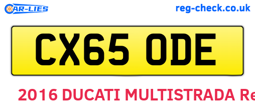 CX65ODE are the vehicle registration plates.