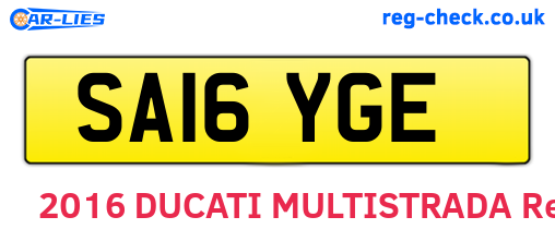 SA16YGE are the vehicle registration plates.