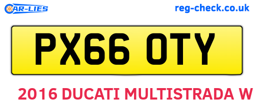 PX66OTY are the vehicle registration plates.