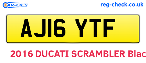 AJ16YTF are the vehicle registration plates.