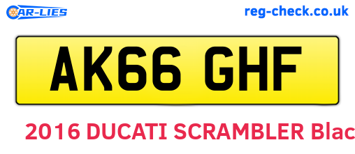 AK66GHF are the vehicle registration plates.