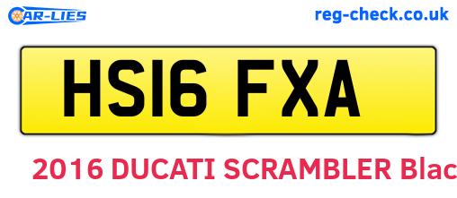 HS16FXA are the vehicle registration plates.