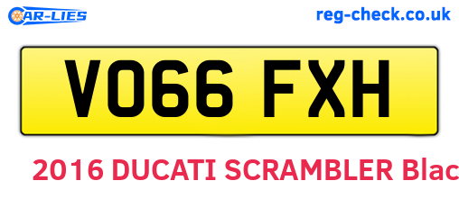 VO66FXH are the vehicle registration plates.
