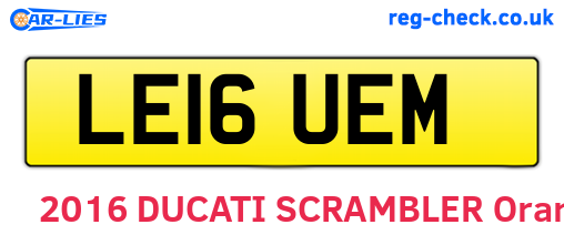 LE16UEM are the vehicle registration plates.